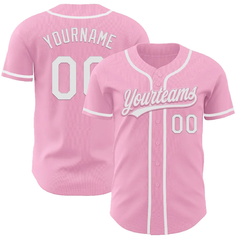 Custom Baseball Jerseys For Family Gifts-Custom Light Pink White Authentic Baseball Jersey