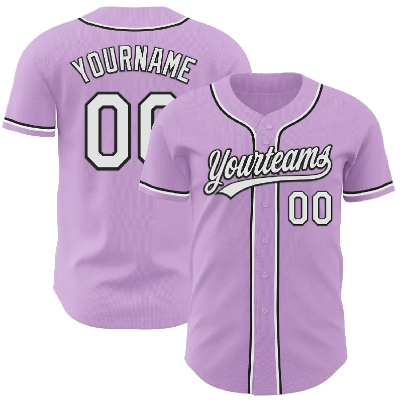 Baseball Jerseys With Player Designs-Custom Light Purple White-Black Authentic Baseball Jersey