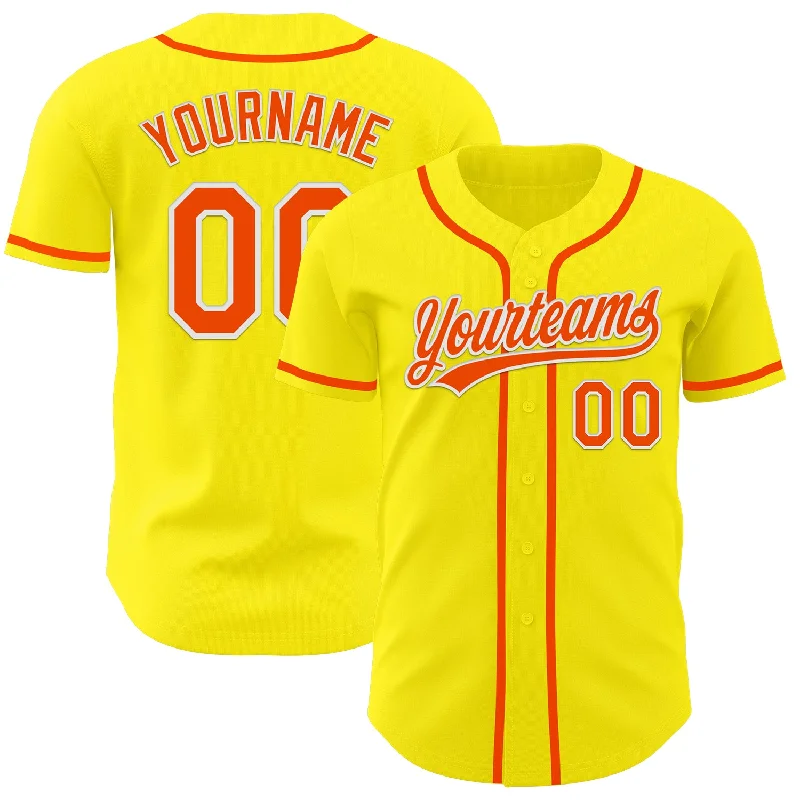 Custom Team Baseball Jerseys For Events-Custom Light Yellow Orange-White Authentic Baseball Jersey