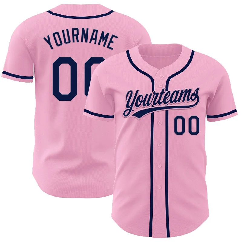 Custom Baseball Jerseys For Special Teams-Custom Light Pink Navy Authentic Baseball Jersey