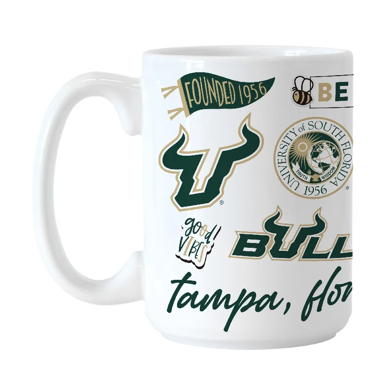 Team Mugs With Text And Logo-South Florida 15oz Native Sublimated Mug