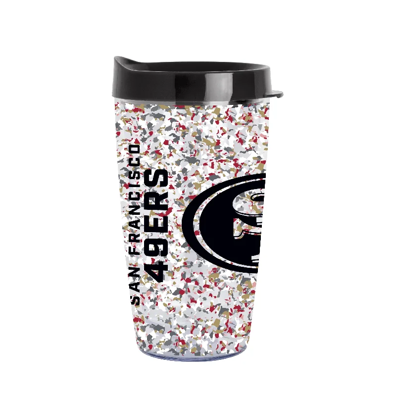 Customizable Mugs For Team Fundraisers-San Francisco 49ers 16oz Terrazzo Dbl Wall Clear Tumbler