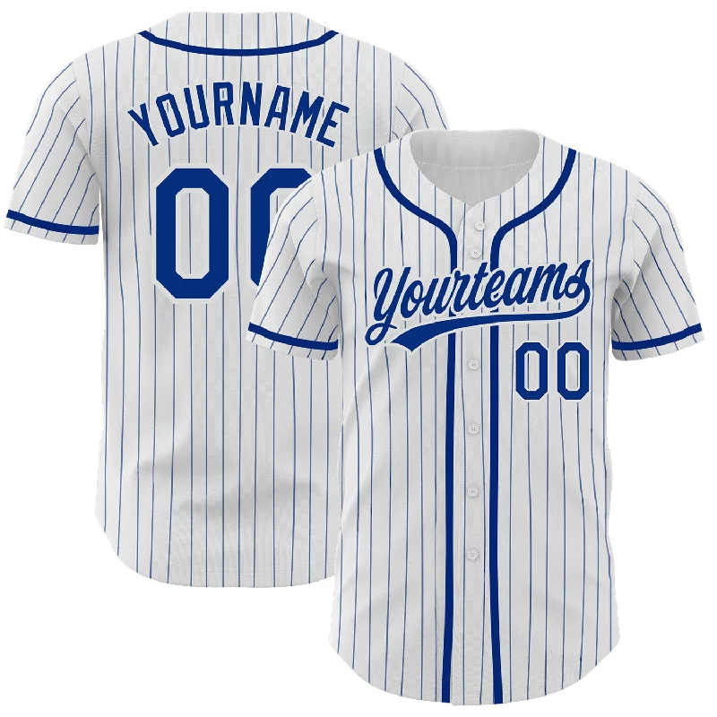 Baseball Jerseys For Special Group Discounts-Custom White Royal Pinstripe Royal Authentic Baseball Jersey