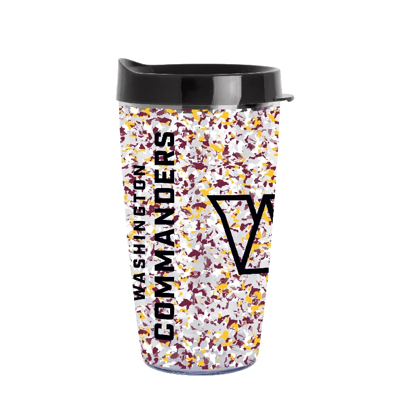 Custom Mugs For Sports Fans-Washington Commanders 16oz Terrazzo Dbl Wall Clear Tumbler