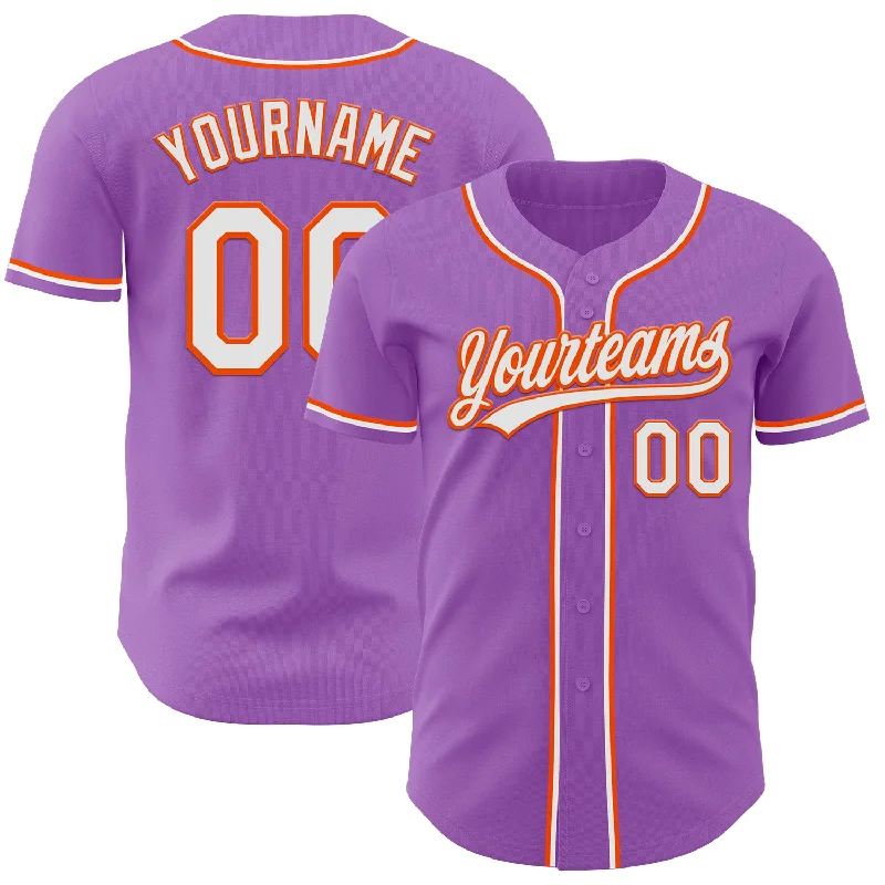 Personalized Baseball Jerseys For Boys-Custom Medium Purple White-Orange Authentic Baseball Jersey