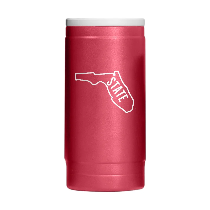 Fun Custom Mugs For Teams-Florida State Florida Outline 12oz Powdercoat SlimCan Coolie