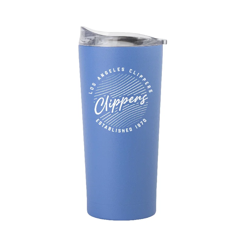 Team Mugs For Family Celebrations-Los Angeles Clippers 20oz Retro Script Arctic Powder Coat Tumbler