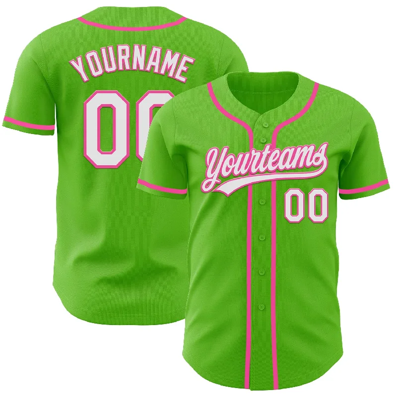 Soft Cotton Baseball Jerseys-Custom Aurora Green White-Pink Authentic Baseball Jersey