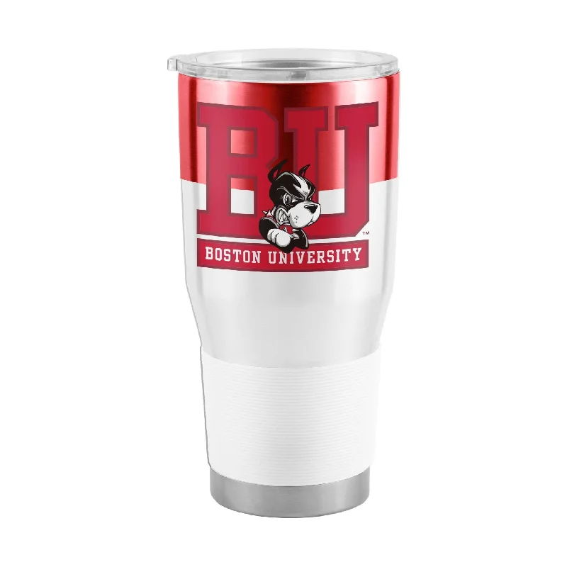 Team Mugs For Football Fans-Boston University 30oz Colorblock Stainless Steel Tumbler