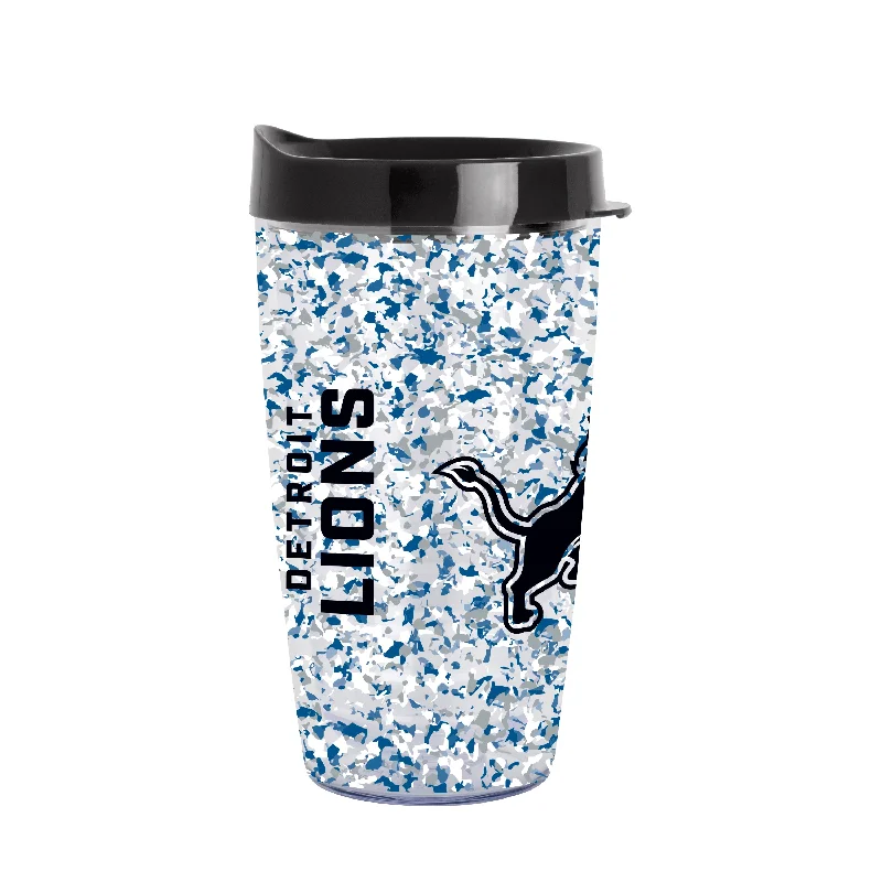 Personalized Team Mugs For Special Events-Detroit Lions 16oz Terrazzo Dbl Wall Clear Tumbler