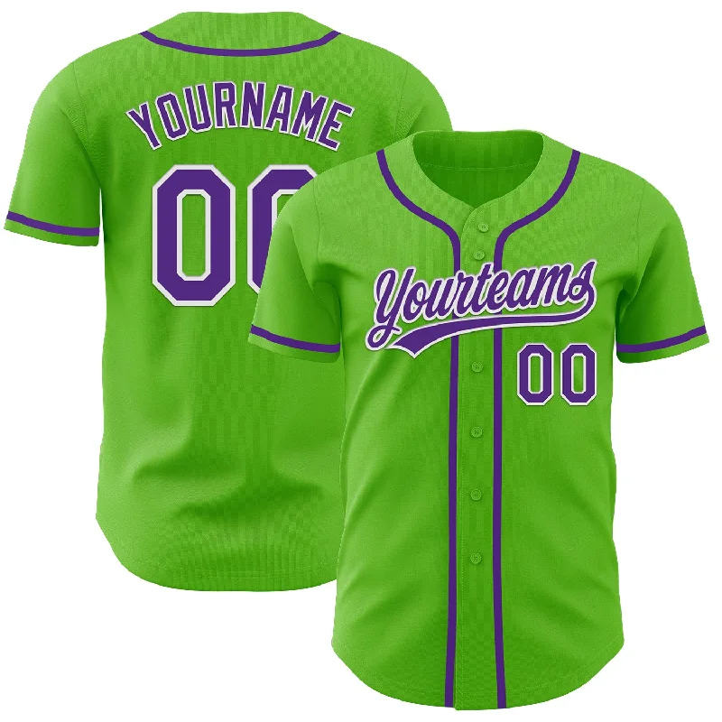 Custom Baseball Jerseys For Corporate Teams-Custom Aurora Green Purple-White Authentic Baseball Jersey