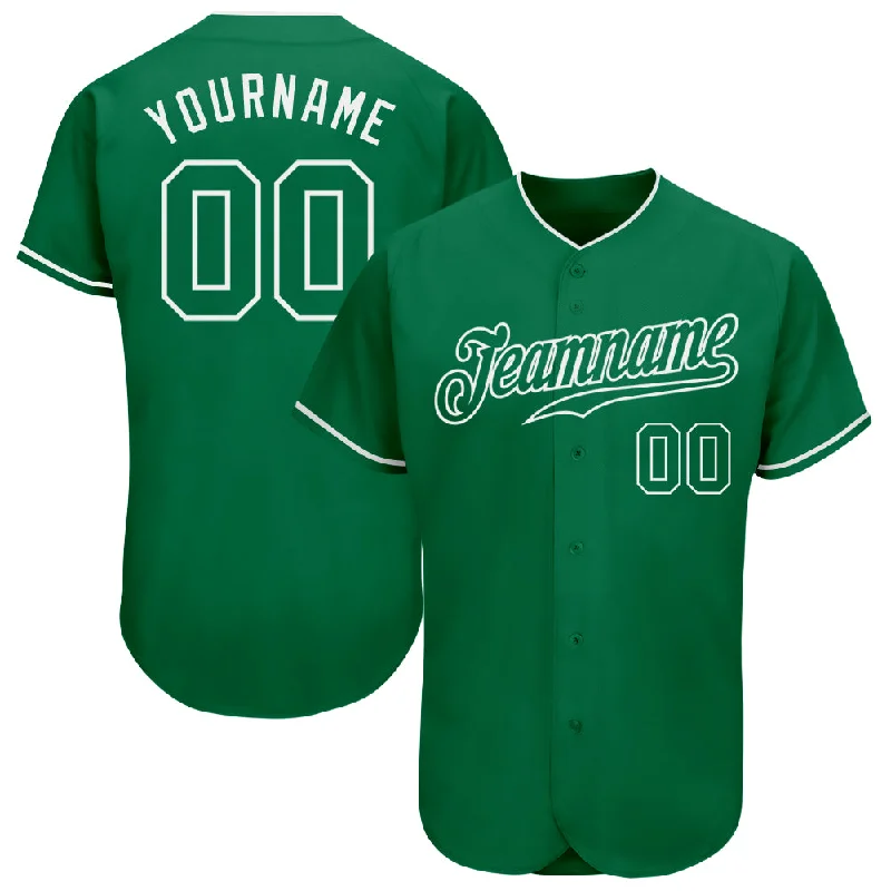 Custom Name Baseball Jerseys-Custom Kelly Green Kelly Green-White Authentic Baseball Jersey