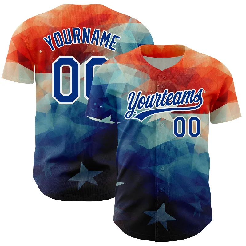 Baseball Jerseys With Special Event Design-Custom Red Royal-White 3D American Flag Patriotic Authentic Baseball Jersey