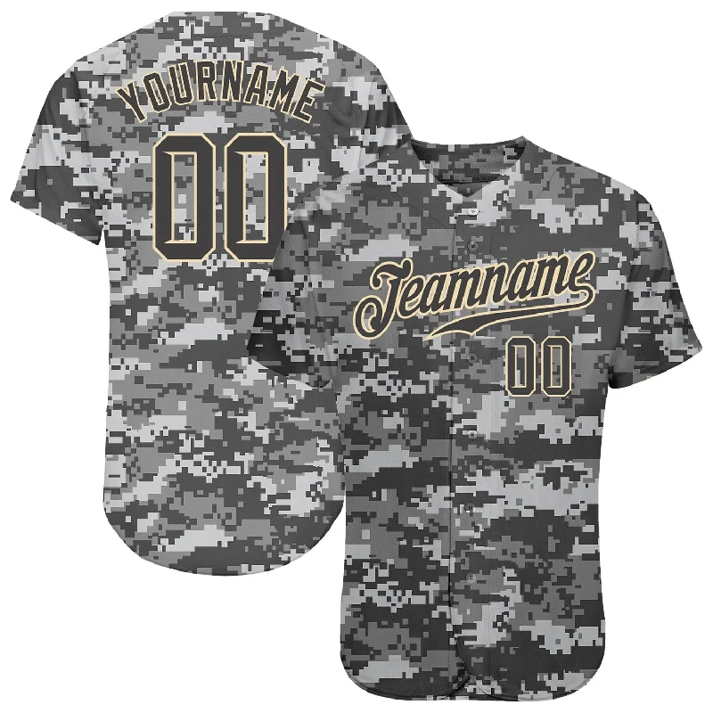 Baseball Jerseys With Player Names & Logos-Custom Camo Steel Gray-Cream Authentic Salute To Service Baseball Jersey