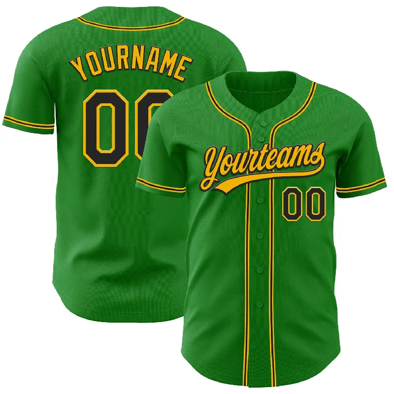 Baseball Jerseys For Group Gifts-Custom Grass Green Black-Gold Authentic Baseball Jersey