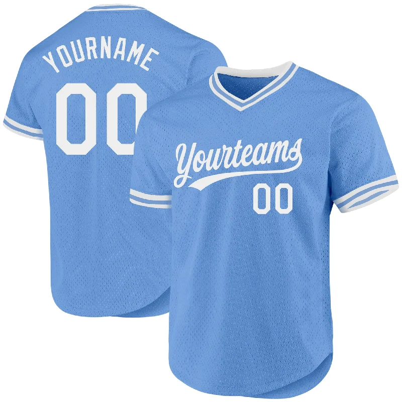 Baseball Jerseys With Bold Team Logos-Custom Light Blue White Authentic Throwback Baseball Jersey