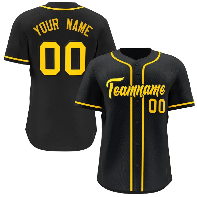 Baseball Jerseys For Team Members-Custom Black Yellow Classic Style Hip Hop Authentic Baseball Jersey