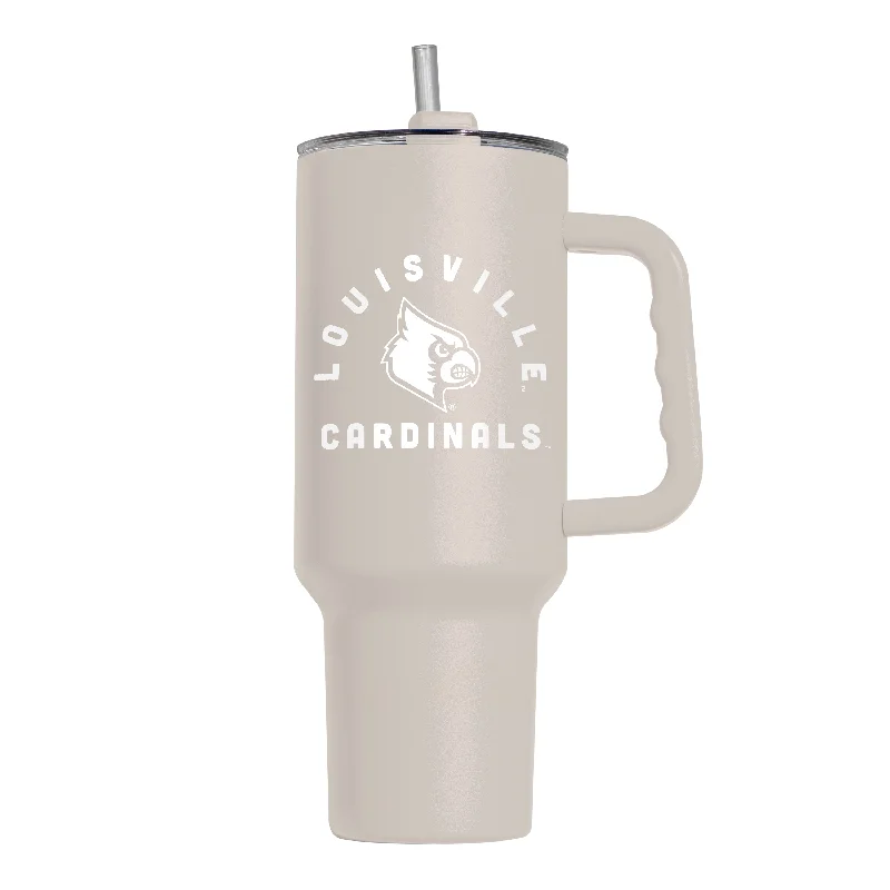 Custom Team Mugs With Graphics-Louisville 40oz Archway Sand Powder Coat Tumbler