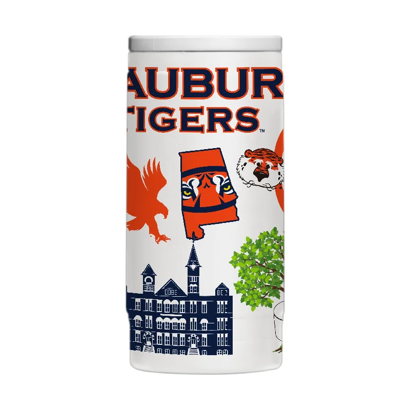 Custom-Designed Team Mugs-Auburn 12oz Native Powder Coat Slim Can Coolie