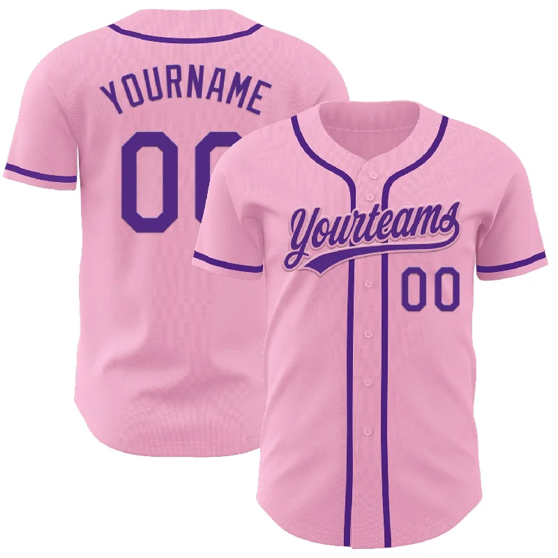 Baseball Jerseys For School Spirit Events-Custom Light Pink Purple Authentic Baseball Jersey