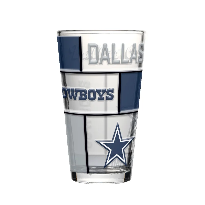 Custom Team Mugs For Celebrations-Dallas Cowboys 16oz Quilted Stained Pint Glass