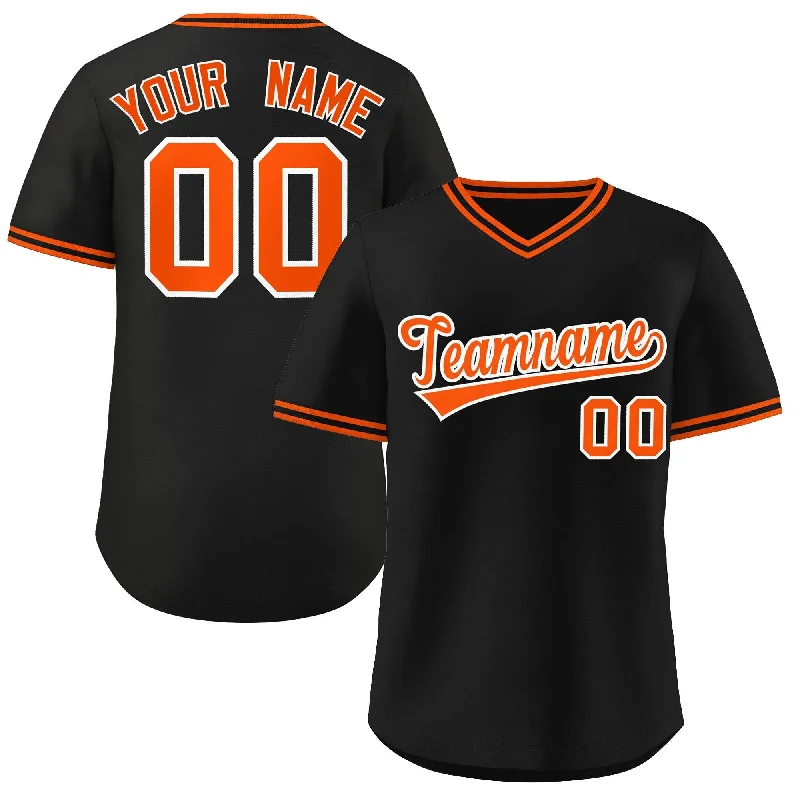 Personalized Baseball Jerseys For School Events-Custom Black Orange Classic Style Outdoor Authentic Pullover Baseball Jersey