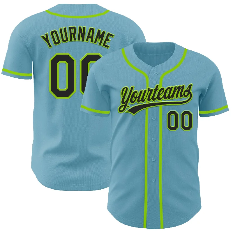 Custom Baseball Jerseys For Fundraisers-Custom Shadow Blue Black-Neon Green Authentic Baseball Jersey