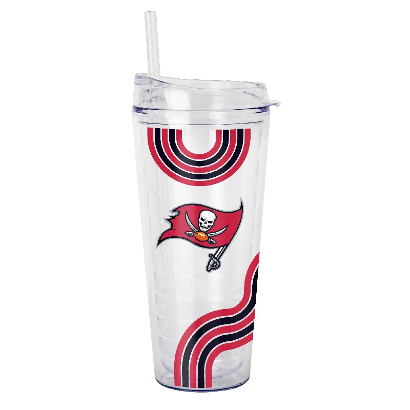 Team Mugs For Cheerleaders-Tampa Bay Buccaneers 22oz Waves Dbl Wall Clear Tumbler