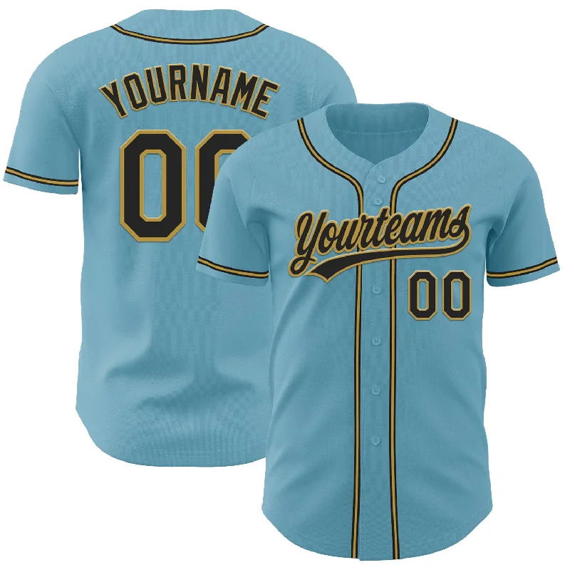 Classic Baseball Jerseys-Custom Shadow Blue Black-Old Gold Authentic Baseball Jersey