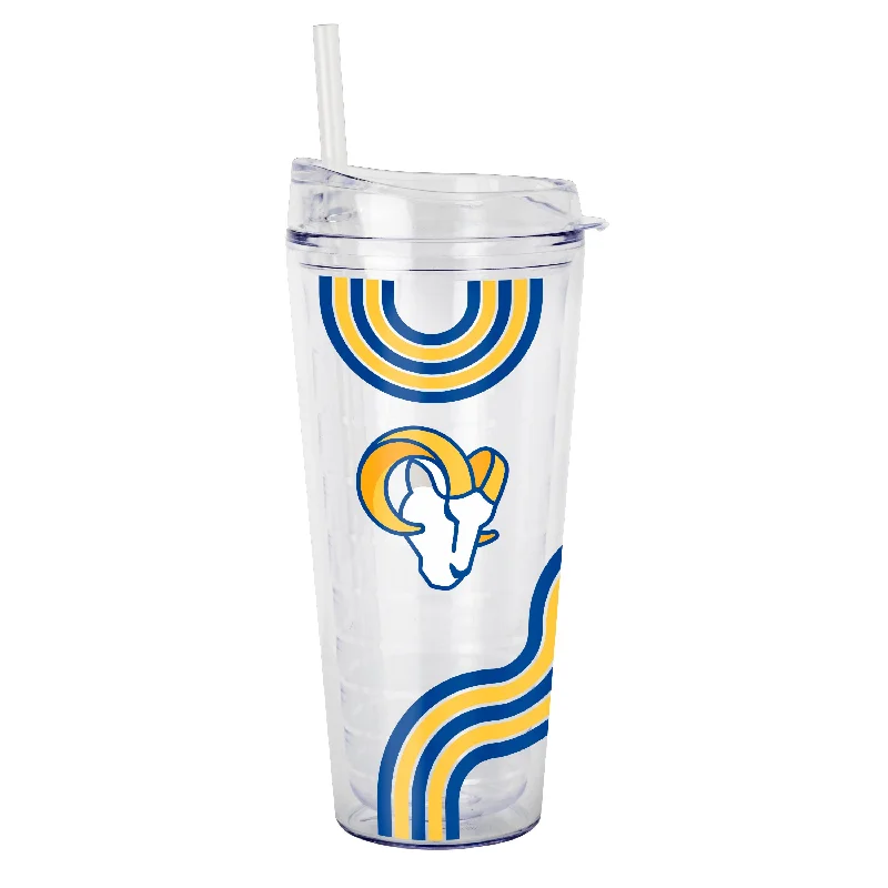 Team Mugs With Team Emblem-LA Rams 22oz Waves Dbl Wall Clear Tumbler