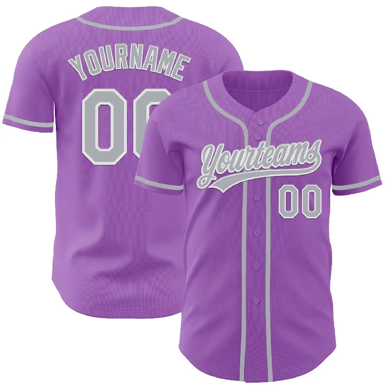 Personalized Baseball Jerseys For Fans-Custom Medium Purple Gray-White Authentic Baseball Jersey