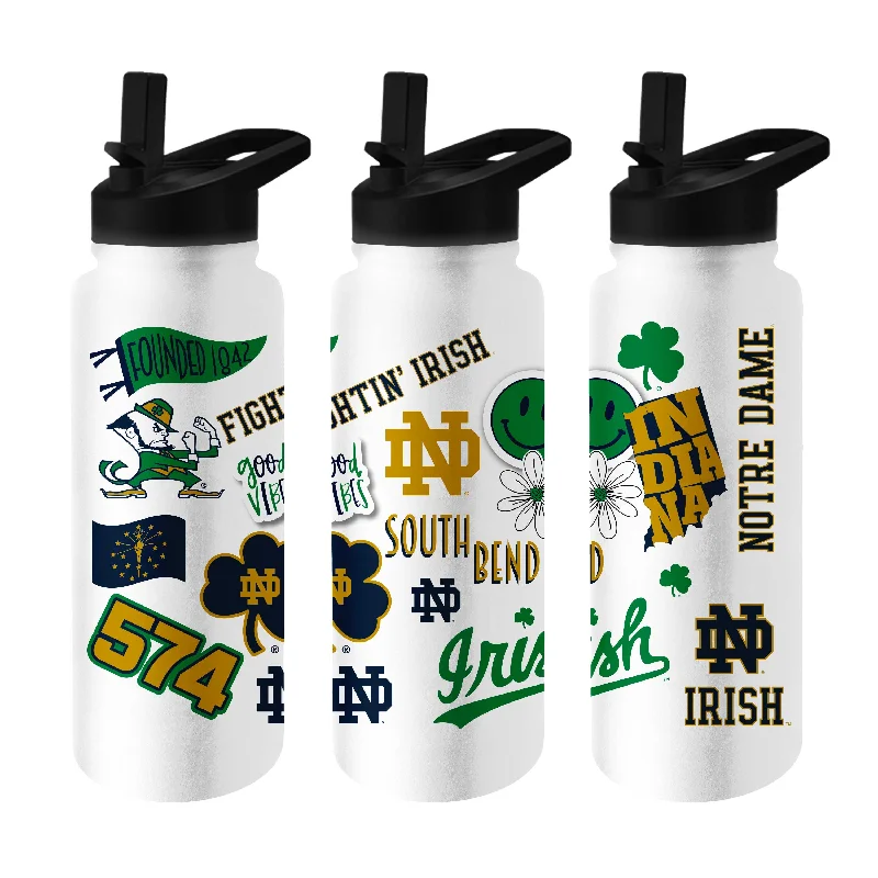 Team Mugs With Team Emblem-Notre Dame 34oz Native Quencher Bottle