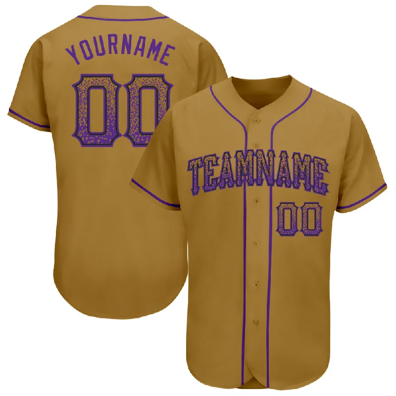 Baseball Jerseys With Flexible Designs-Custom Old Gold Purple-Black Authentic Drift Fashion Baseball Jersey