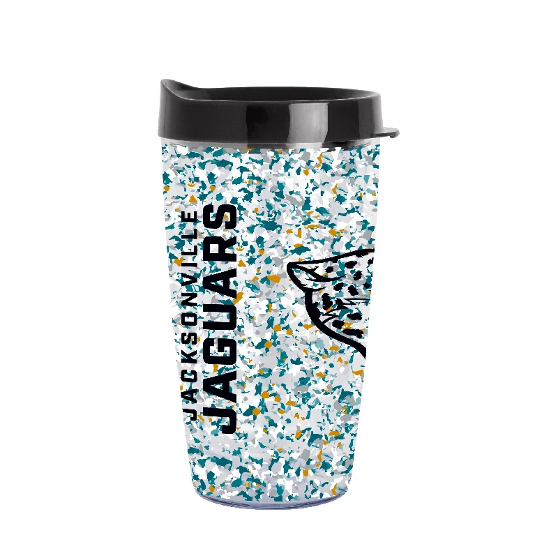 Custom Sports Mugs-Jacksonville Jaguars 16oz Terrazzo Dbl Wall Clear Tumbler