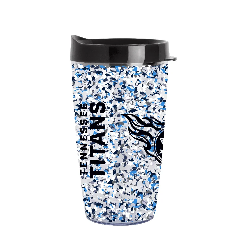 Team Mugs With Personalized Messages-Tennessee Titans 16oz Terrazzo Dbl Wall Clear Tumbler