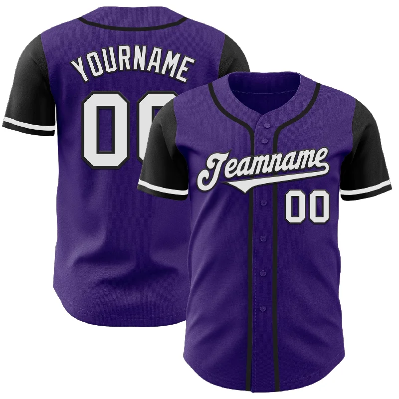 Baseball Jerseys With Durable Materials-Custom Purple White-Black Authentic Two Tone Baseball Jersey