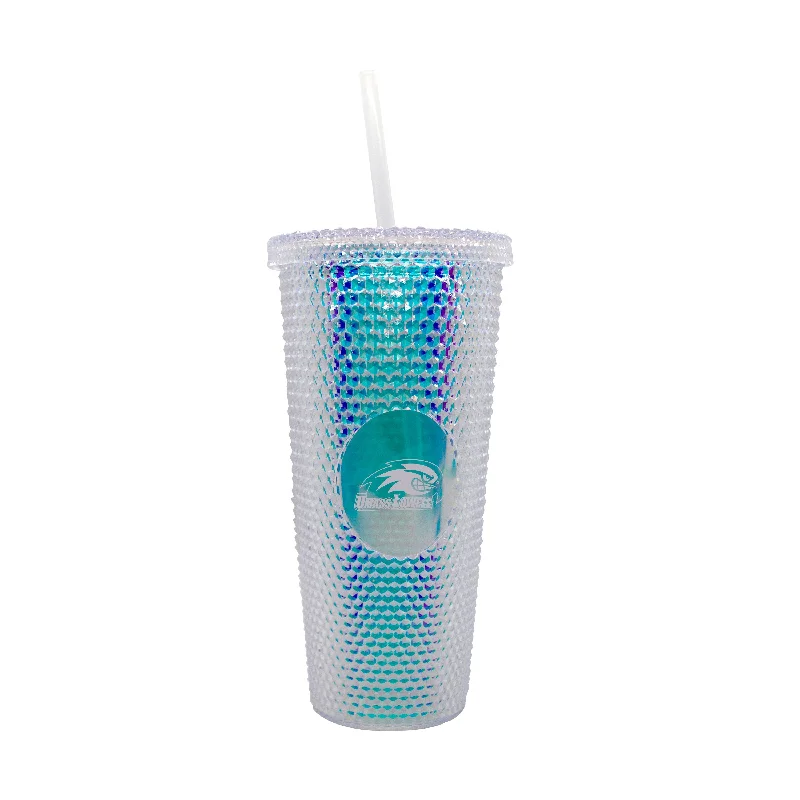 Team Mugs For Coaches And Players-UMass Lowell 24oz Iridescent Studded Tumbler