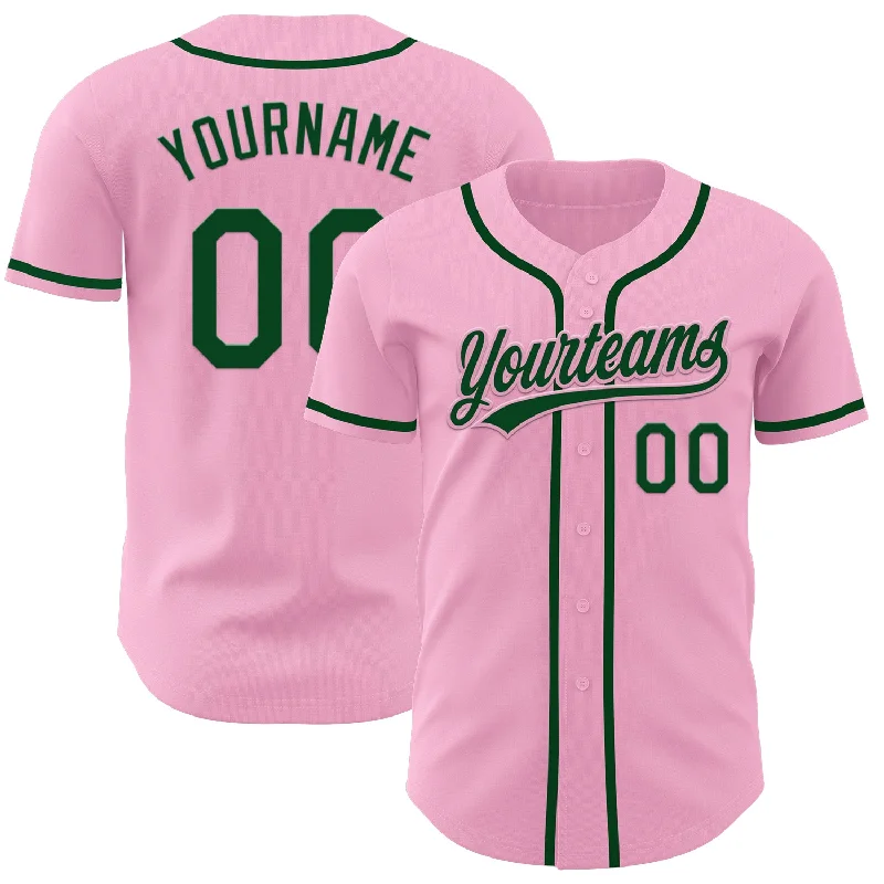 Team Baseball Jerseys For School Events-Custom Light Pink Green Authentic Baseball Jersey