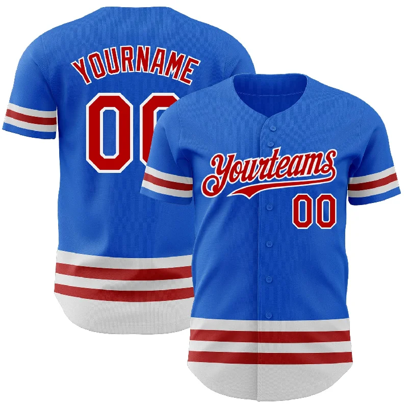 Baseball Jerseys With Custom Patches-Custom Thunder Blue Red-White Line Authentic Baseball Jersey