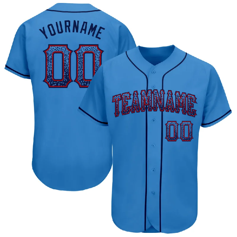 Custom Baseball Jerseys For Special Teams-Custom Powder Blue Navy-Red Authentic Drift Fashion Baseball Jersey