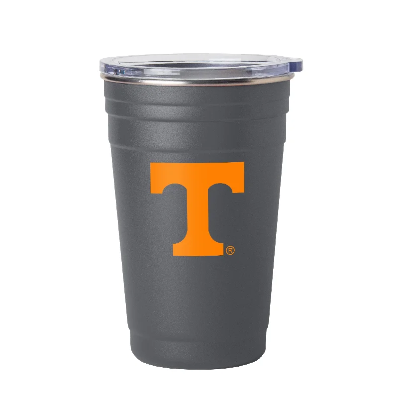 Custom Team Mugs For Work Events-Tennessee Black 22oz Flipside Stainless Cup