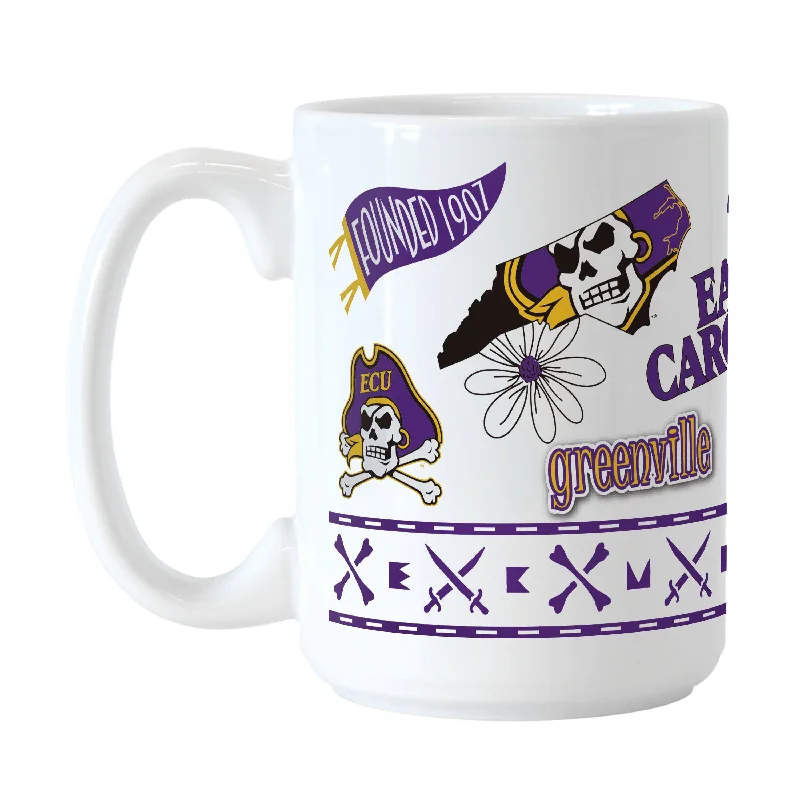 Sports Team Mugs With Team Logos-East Carolina 15oz Native Sublimated Mug