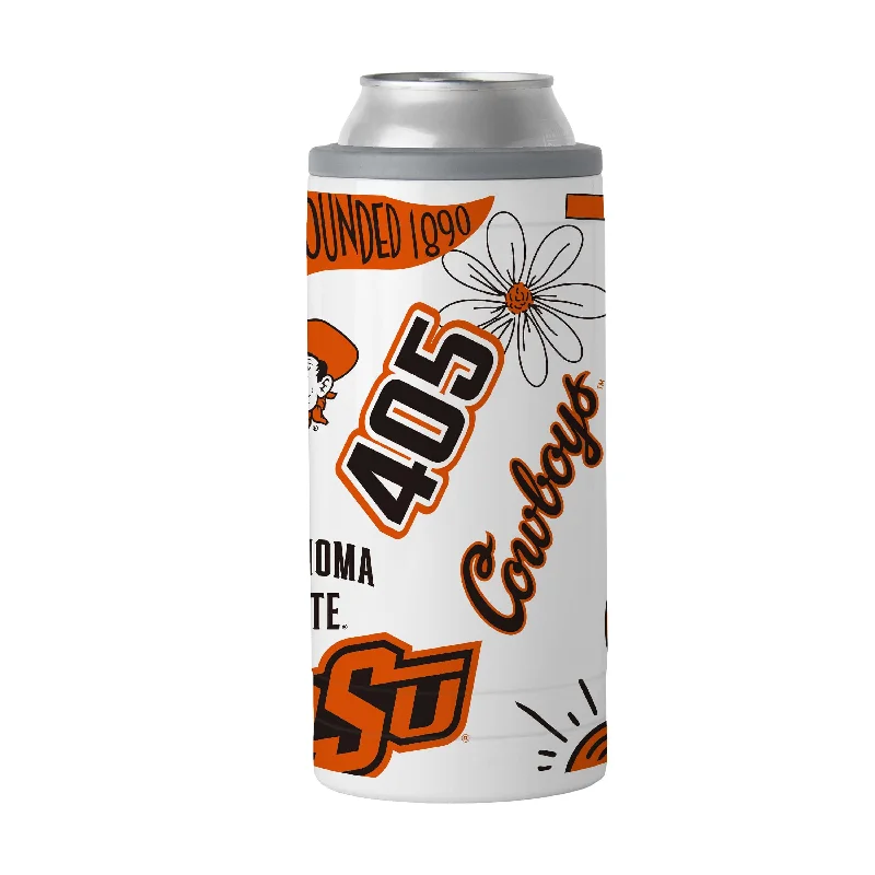 Premium Custom Team Mugs-Oklahoma State 12oz Native Slim Can Coolie