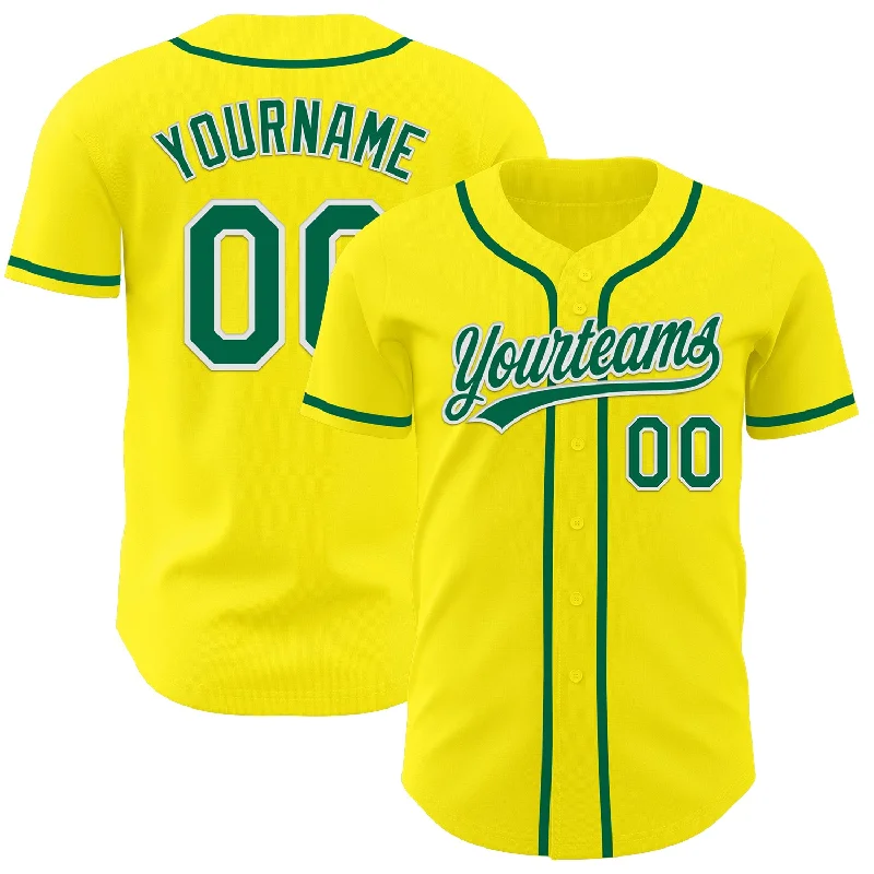 Classic Baseball Jerseys-Custom Light Yellow Kelly Green-White Authentic Baseball Jersey