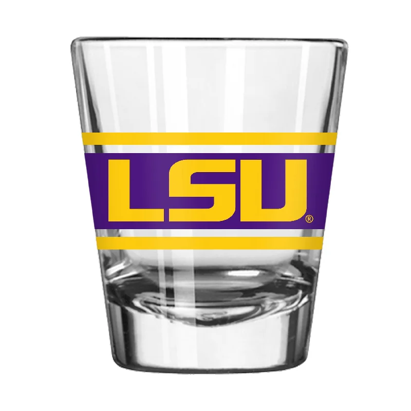 Team Mugs With Personalized Player Numbers-LSU 2oz Stripe Shot Glass