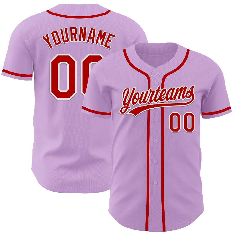 Baseball Jerseys For Teams-Custom Light Purple Red-White Authentic Baseball Jersey