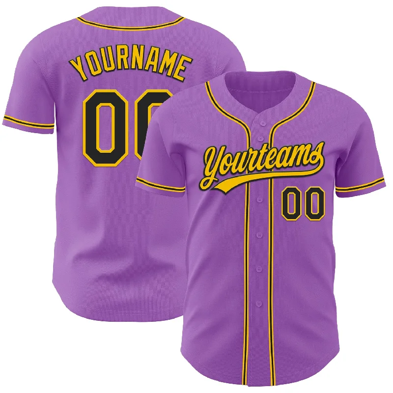 Baseball Jerseys For Special Events-Custom Medium Purple Black-Yellow Authentic Baseball Jersey