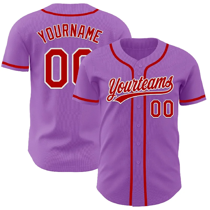 Baseball Jerseys For Minor Leagues-Custom Medium Purple Red-White Authentic Baseball Jersey