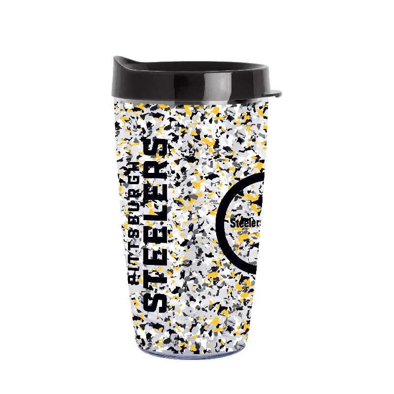 Best Team Mug Gifts-Pittsburgh Steelers 16oz Terrazzo Dbl Wall Clear Tumbler