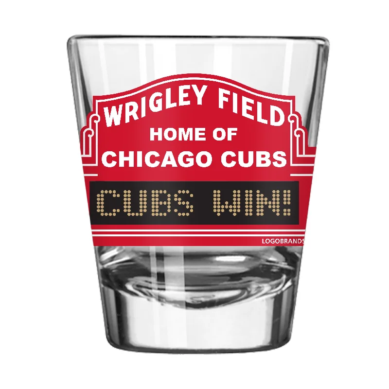 Custom Team Mugs For Events-Chicago Cubs 2oz Wrigley Marquee Shot Glass